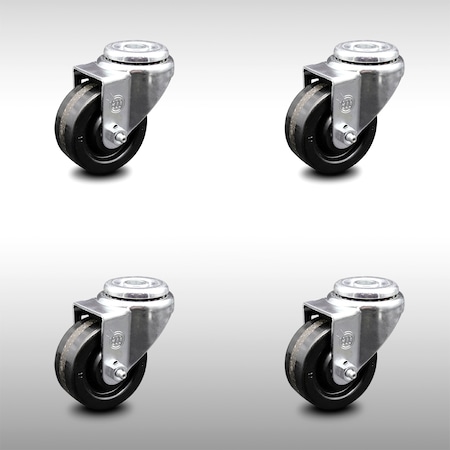 3.5 Inch SS Phenolic Wheel Swivel Bolt Hole Caster Set